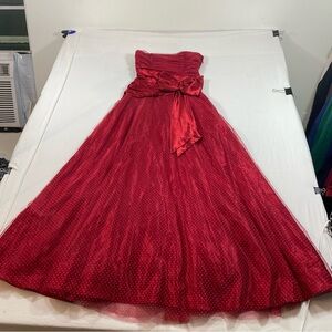 Josh & Jazz Party Dress 7/8 Tulle Red Polka dot Bustier Bow Sleeveless Dress